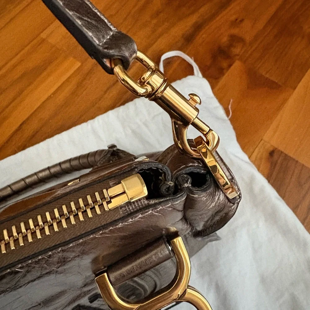 Chloe Small Marcie Metallic Bronze/Gold Crossbody Satchel, NEW - Picture 9 of 17